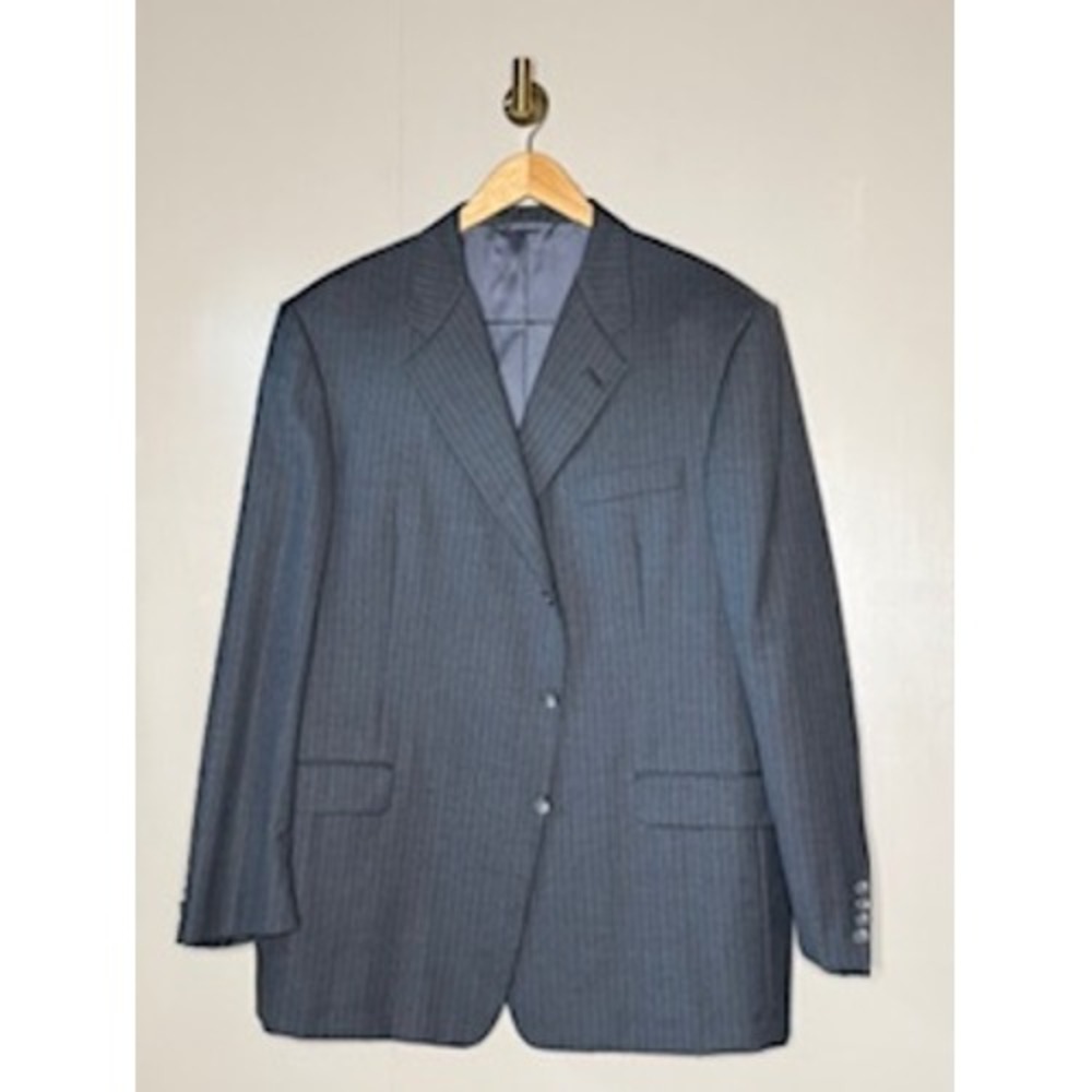 Hickey Freeman Collection Grey Pinstripe 3 Button Blazer Sport Coat Jacket